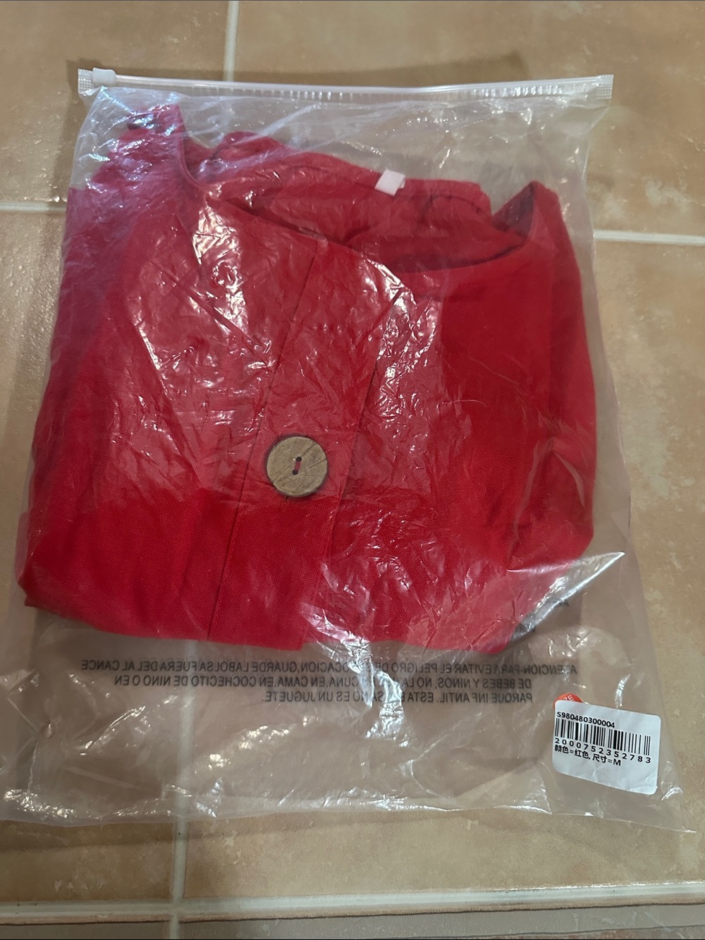 Red Button-Front Relaxed Shirt - Picture 2 of 6
